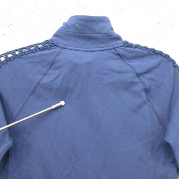 Lilly Pulitzer Skipper Solid Popover Dress XS Navy Crochet Long‎ Sleeve 1/4 Zip - Picture 9 of 13